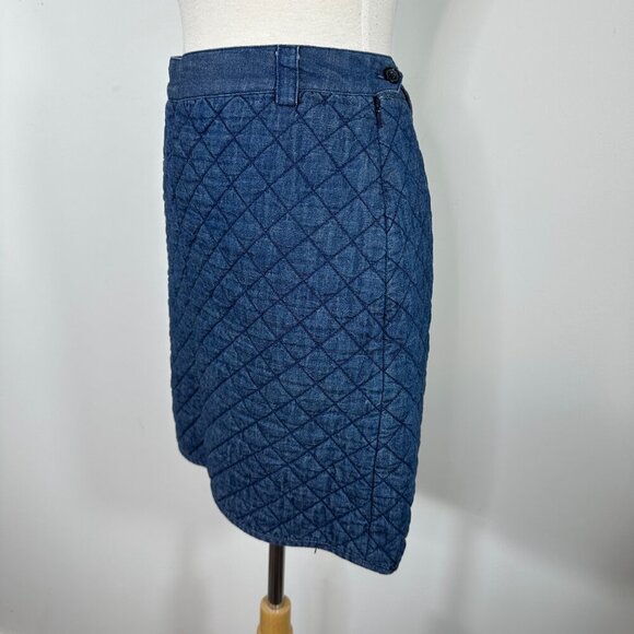 BROOKS BROTHERS Red Fleece Womens' Blue Denim Quilted Mini Skirt Size 6 - Picture 5 of 15